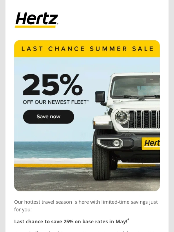 Hertz - ⌛Last chance! Save 25% with our Summer Sale