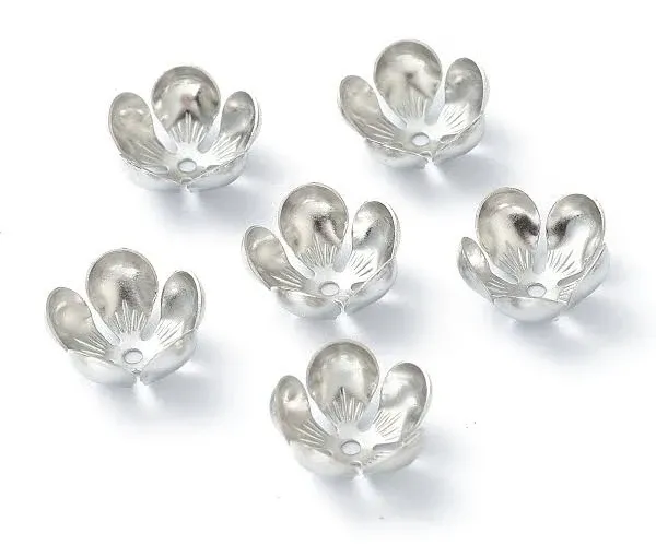 Honeyhandy 304 Stainless Steel 5-Petal Flower Bead Caps