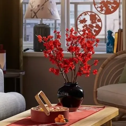 Ikea FOSSTA Artificial flower, plum blossom/red, 23 ½" - IKEA