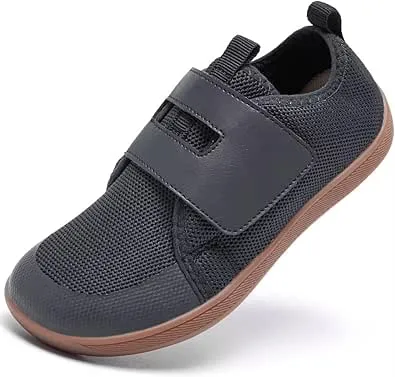 WOWXSWL Toddler Little Kids Barefoot Minimalist Wide Toe Box Zero Drop Breathable Flexible Lightweight Shoes(Grey,24)