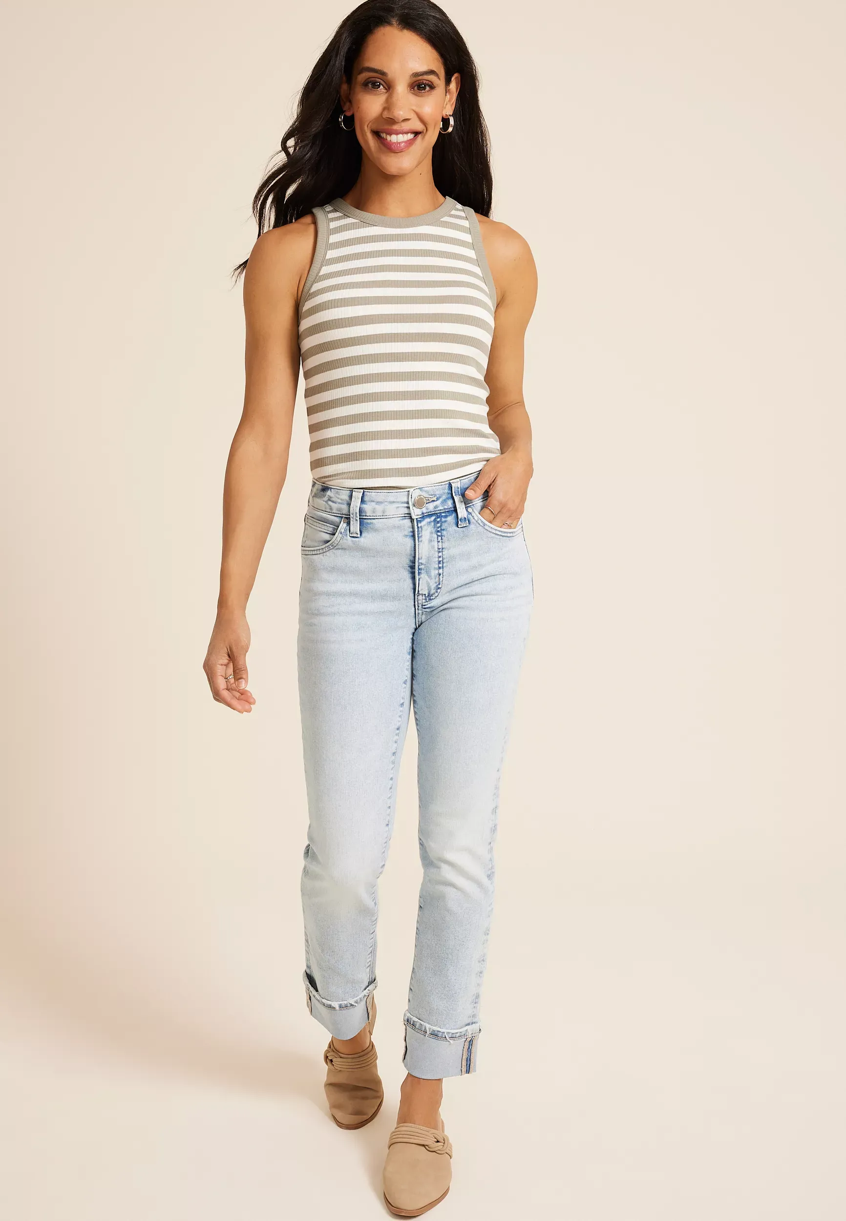 Maurices Women's Everflex™ Mid Rise Slim Straight Cuff Ankle Jeans Blue  - 18