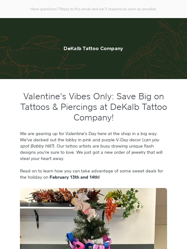 Afterpay - Valentine's Vibes Only: Save Big on Tattoos & Piercings at DeKalb Tattoo Company!
