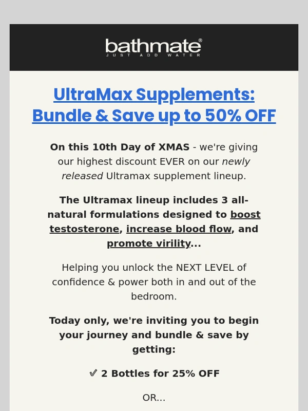 Bathmate - Day 10 - Up to 50% OFF Ultramax ?