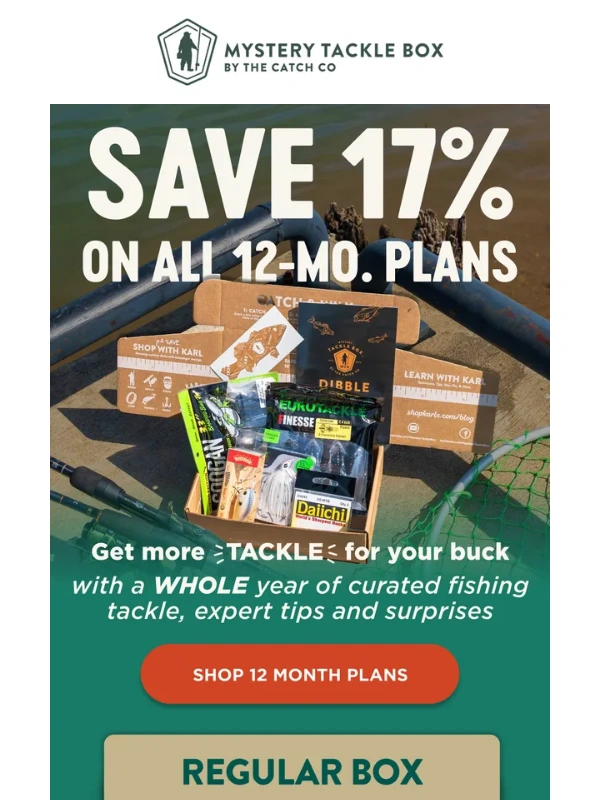 Mystery Tackle Box - Save 17% on ALL 12-month plans