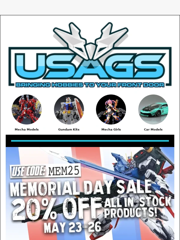 USA Gundam Store - ? 20% OFF Memorial Day Weekend Sale Continues! ?