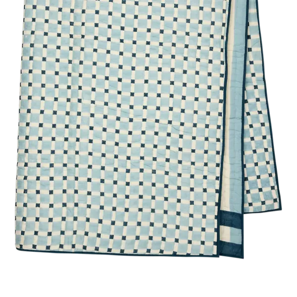 Craft Boat Blue Grid Quilt - Queen