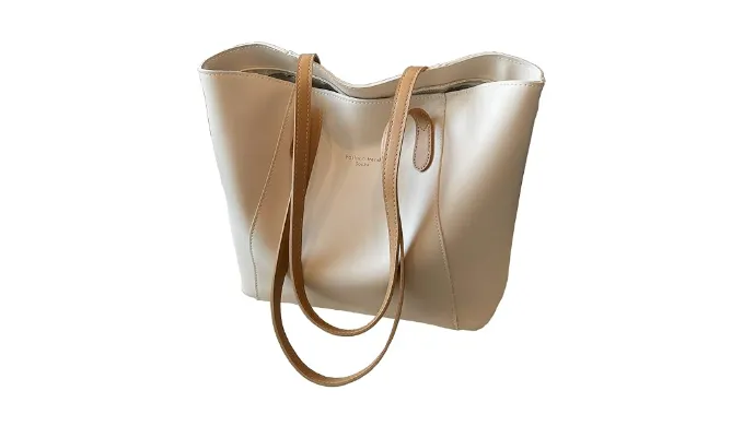 JNZIBQ Simple Tote Bag for Women, Large Shoulder Bag with Zipper, Top Handle Handbags for Travel, Work (Beige)