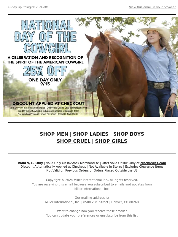 CINCH Jeans - Celebrate the National Day of the Cowgirl!