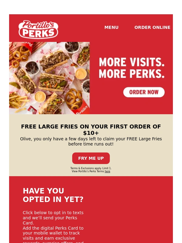Portillo's - Olive,Time Is Running Out