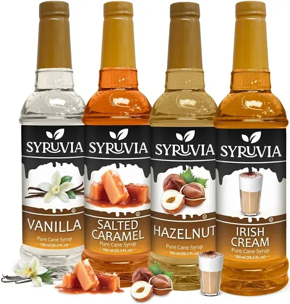 Variety Pack Vanilla, Salted Caramel, Hazelnut, and Irish Cream Syrup