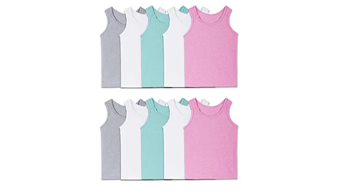 Fruit of the Loom girls Undershirts (Camis & Tanks) Camisole, Toddler Tank – 10 Pack Assorted