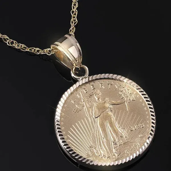 14K Yellow Gold American Eagle Coin Necklace