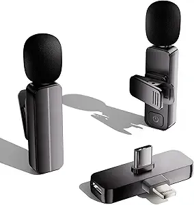 2 Pack Wireless Mini Lavalier Lapel Microphone for iPhone,Android Phone(2 in 1) - 65ft Cordless Clip on Dual Mics with Noise Reduction 6H Working Time for Video Recording Vlogging, YouTube,(Black)