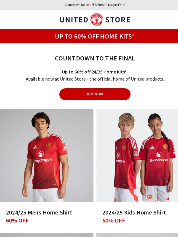 Manutd - Countdown to the Final | Up to 60% Off Home Kit* ?⚪⚫
