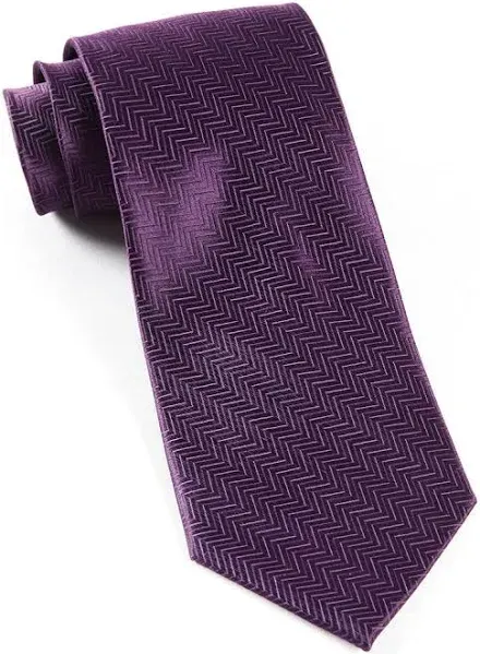 Men's Tie Bar Herringbone Tie Purple