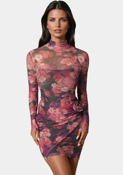 Bebe Women's Floral Mesh Bodysuit