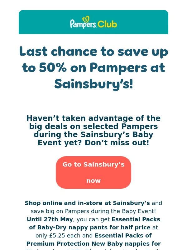 Pampers - Spring savings at Sainsbury’s ?