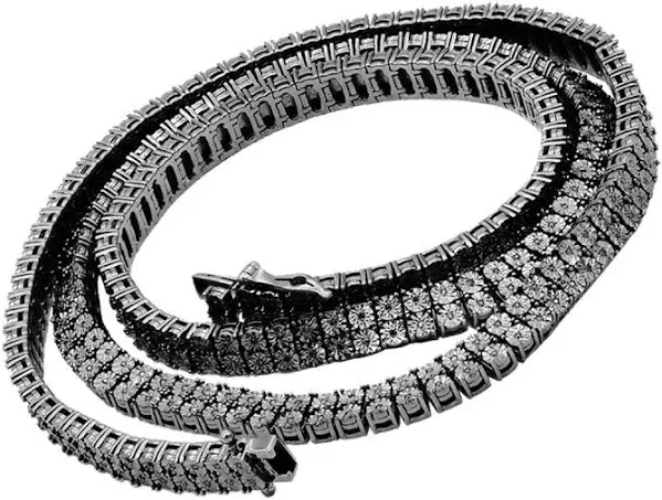 1ct Black Diamond Tennis Necklace in Sterling Silver