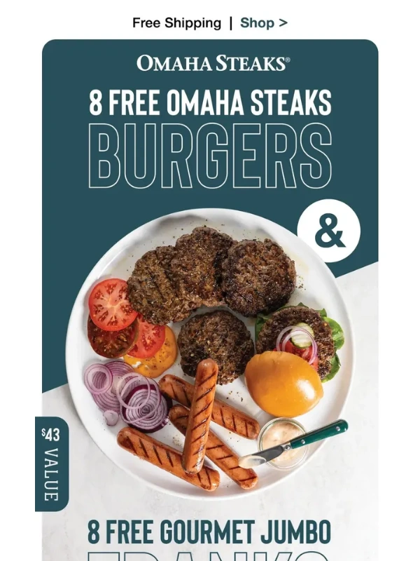 Omaha Steaks - Monday Yum-Day: FREE burgers & s!