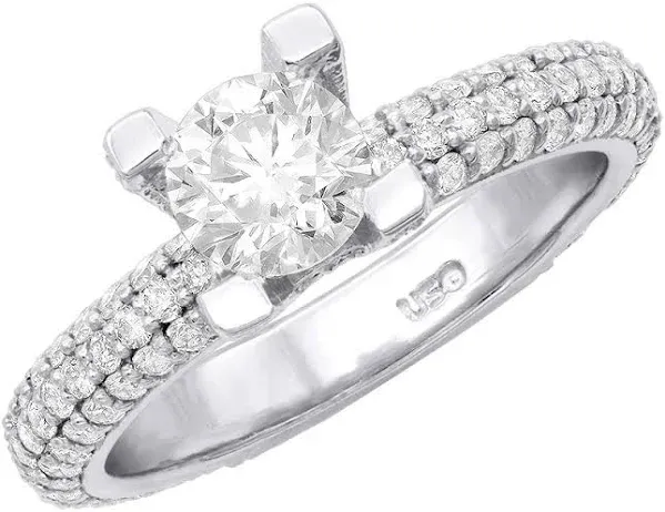 1.7 Carat Round Diamond Engagement Ring with Hidden Halo