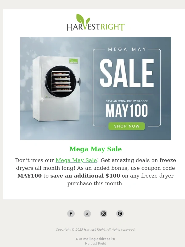 Harvest Right - Mega May Sale