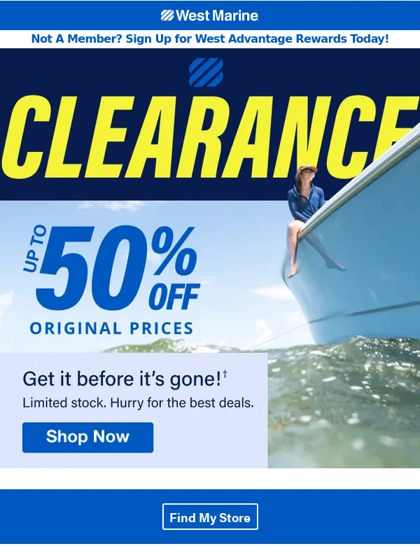 West Marine - Clearance Alert: Up to 50% Off Your Favorites!