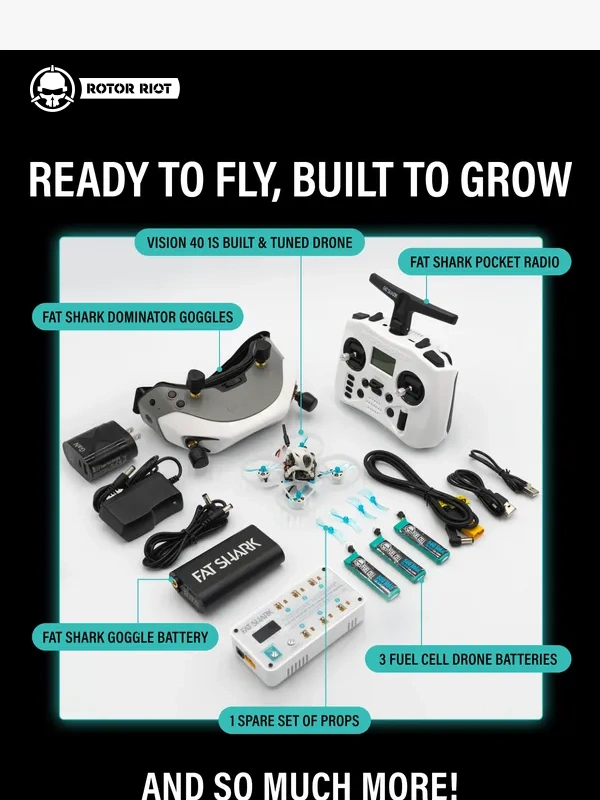 Rotor Riot - ? BACK IN STOCK - The Fat Shark Pro Start FPV Drone Kit — packed with premium gear for just $569!