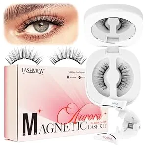 LASHVIEW Upgrade Magnetic Eyelashes with Applicator Reusable Soft Magnetic Eyelashes Natural Look No Glue Needed Lashes Kit Easy to Wear and Remove(A02)