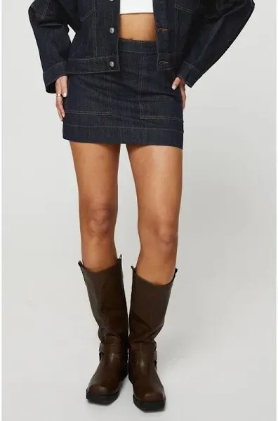 Princess Polly Hughes Patch Pocket Denim Miniskirt