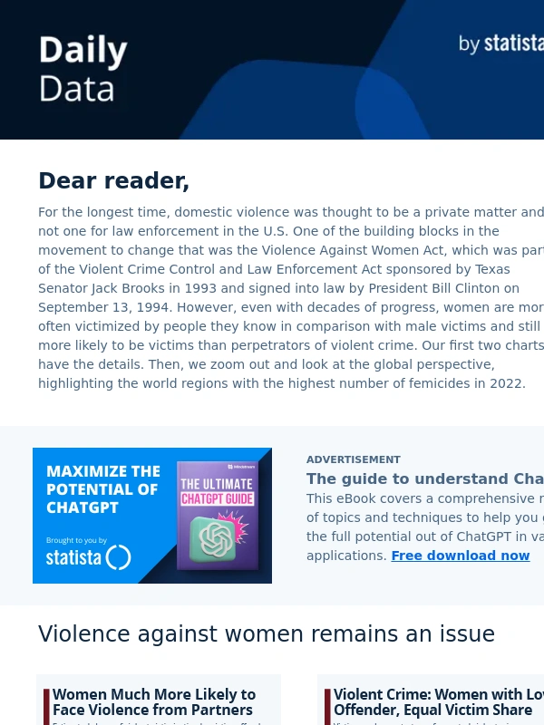 Statista - Women Much More Likely to Face Violence from Partners