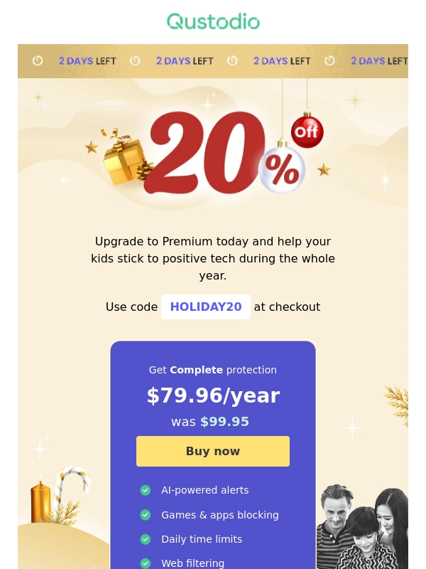 Qustodio - Sale ends soon! 20% off Premium today ?