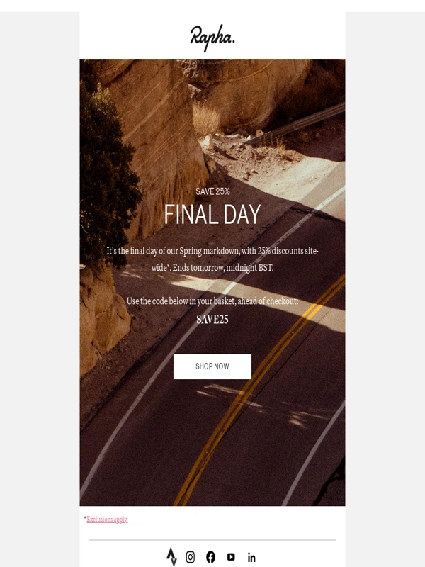 Rapha - 25% off site-wide