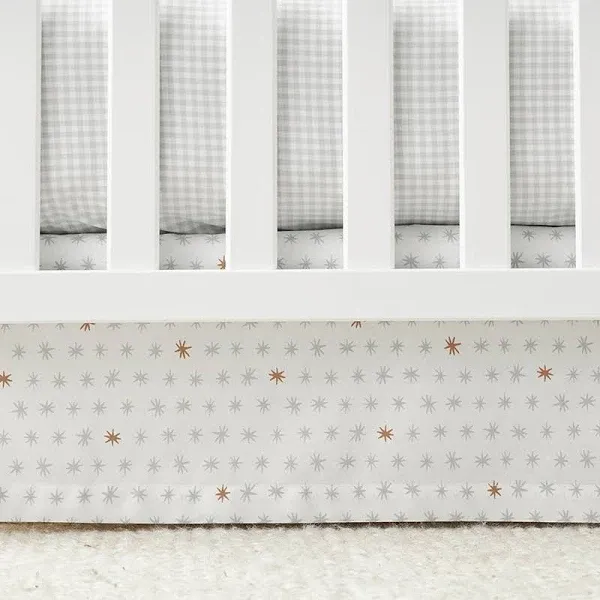 Ditsy Star Classic Cool Organic Cotton Percale Tailored Crib Skirt
