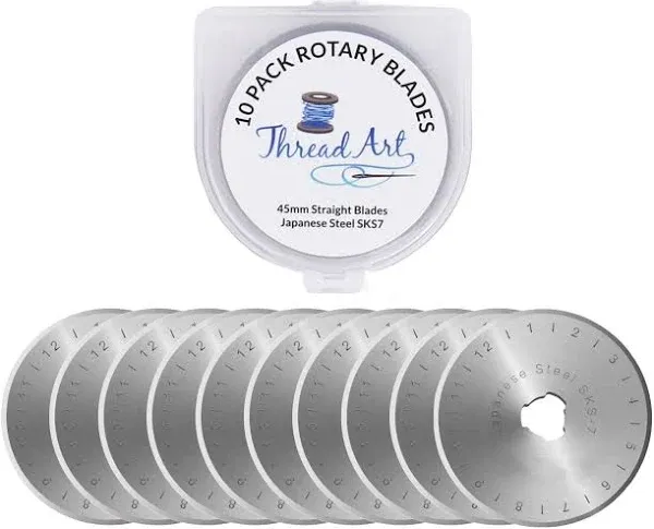 Threadart 10 Pack 45mm Rotary Cutter Blades