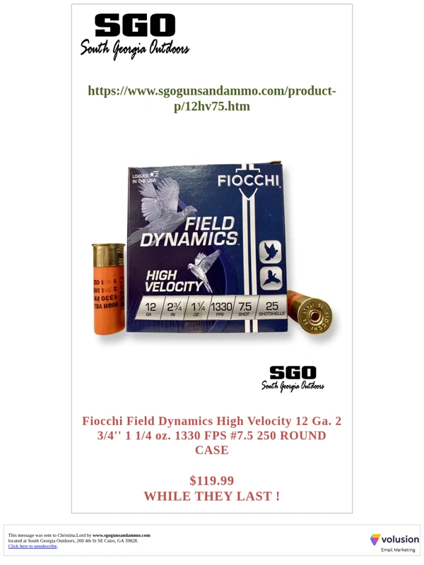 South Georgia Outdoors - FIOCCHI HIGH BRASS PRICE DROP