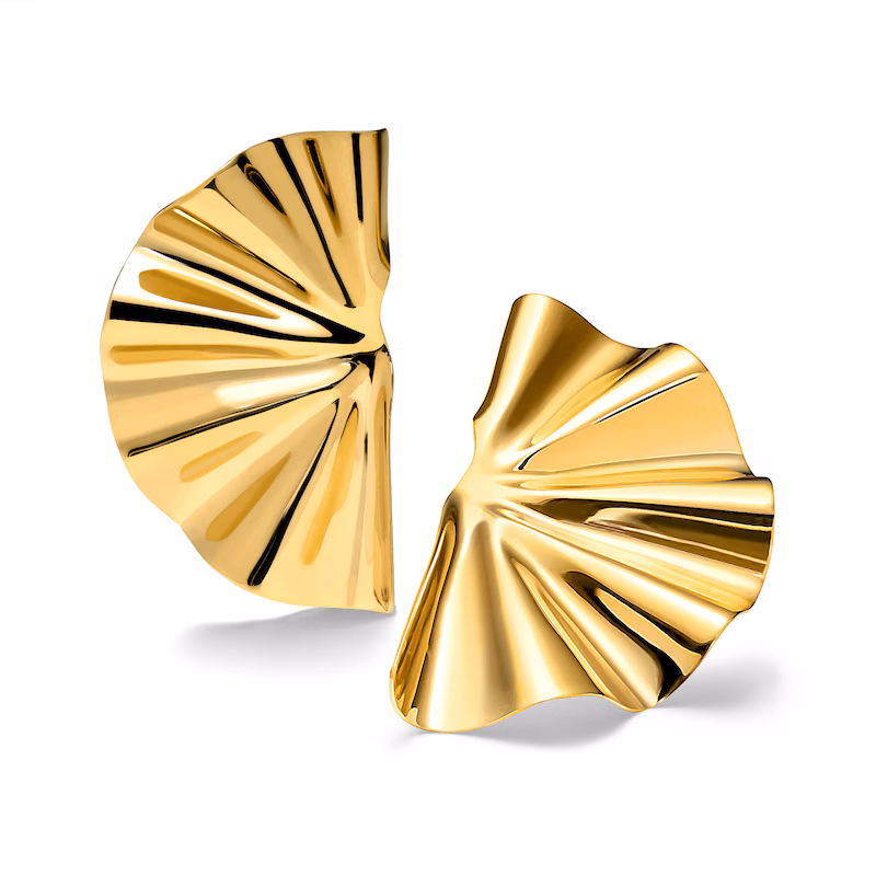 Zales x SOKO Bidu Fanned Stud Earrings in Brass with 24K Gold Plate