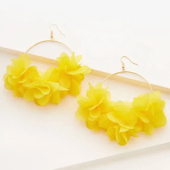 Ashley Stewart Plus Size Chiffon Flower Earrings