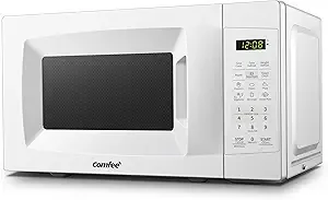 COMFEE' EM720CPL-PM Countertop Microwave Oven with Sound On/Off, ECO Mode and Easy One-Touch Buttons, 0.7 Cu Ft/700W, Pearl White