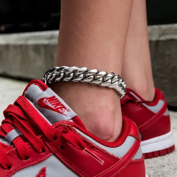 GLD Miami Cuban Anklet in 14K White Gold
