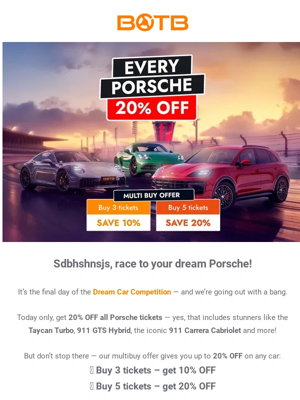 BOTB - ? 20% OFF Porsches + Multi Buy!
