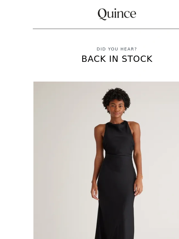 Quince - Washable Stretch Silk High Neck Midi Dress is back in stock