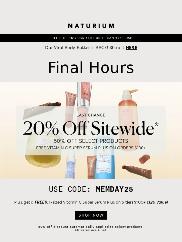 Naturium - FINAL HOURS: 20% Off Sitewide ⏰