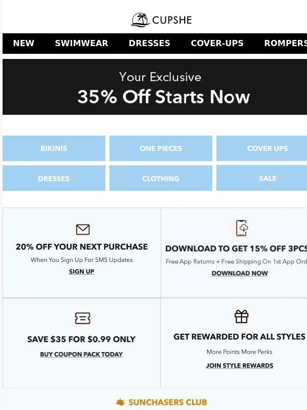 Cupshe - This Entire Email Is 35% Off