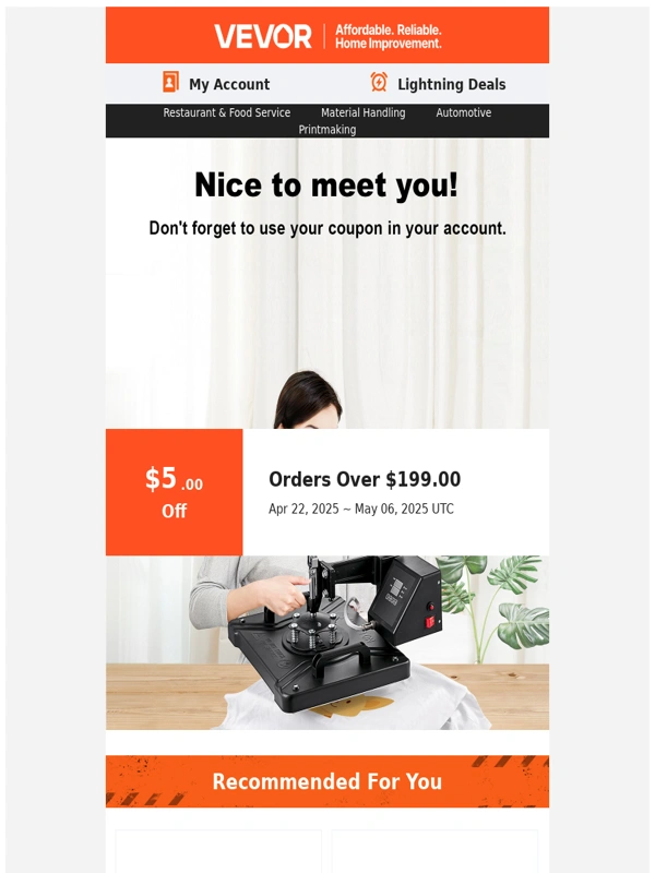 Vevor - Don't forget to use your $5 coupon