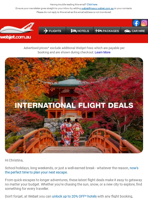 Webjet - Plan your escape to Asia and North America!