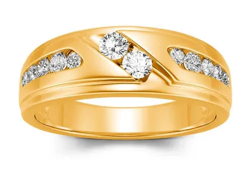 Jeulia Round Cut Gold Plated Silver Men's Band