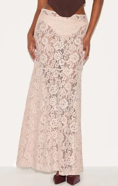 Floral Lace Sheer Maxi Skirt