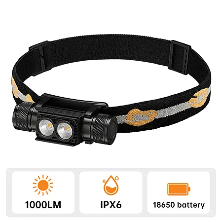 Wurkkos H25L 1000 Lumens USB-C Rechargeable Headlamp w/ 18650 Battery