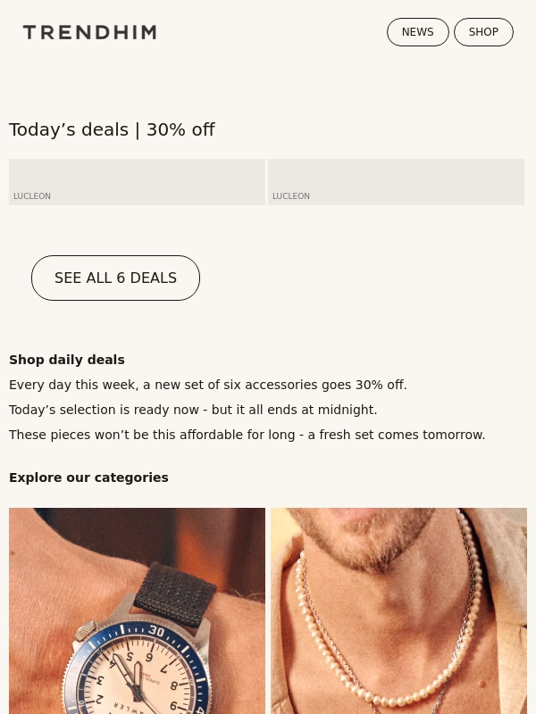Trendhim - Today’s deals | 30% off | One day only