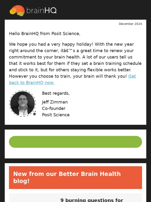 BrainHQ - Brain Fitness News: December 2024